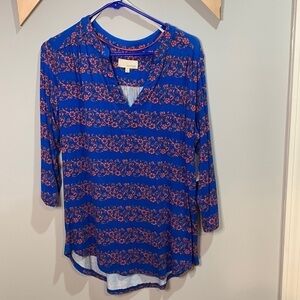 DEPT 222 Hawaiian floral three-quarter length sleeve Henley tunic size medium